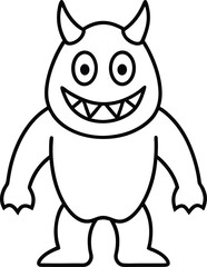 Cute Cartoon Monster Friendly Devilish Design