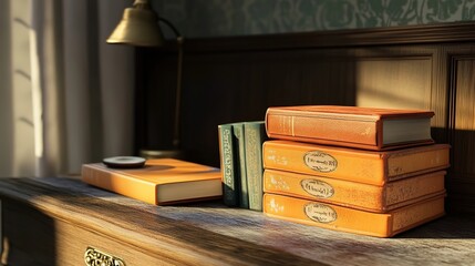 Books on a Wooden Table in a Room