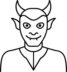 Devilish Character Illustration Horned Demon Head Design