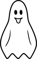 Adorable Happy Ghost Illustration Spooky Cute Halloween Cartoon