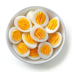 Sliced boiled eggs in a bowl