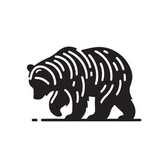 bear silhouettes vector, set of animals Brown grizzl Black vector