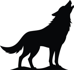 wolf howl   black silhouette vector,wolf howl  icon illustration