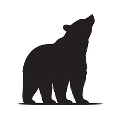 bear silhouettes vector, set of animals Brown grizzl Black vector