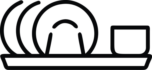 Vector art of a set of plates and a cup on a tray isolated on white background