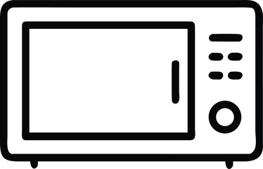 Fototapeta premium Vector art of a simple black line art microwave oven icon isolated on white background