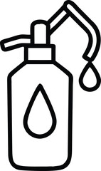 Vector art of a simple black line art soap dispenser bottle icon isolated on white background