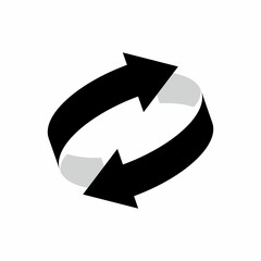 Two arrow spin icon template. Recycle round, circle refresh or restart, thin line symbol on white background