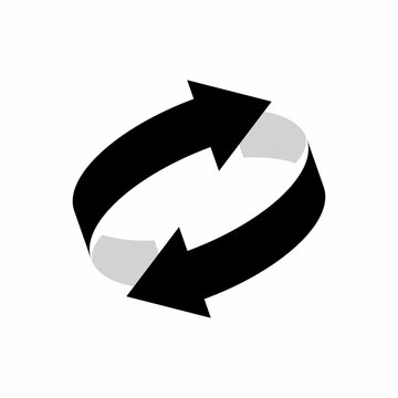 Two arrow spin icon template. Recycle round, circle refresh or restart, thin line symbol on white background