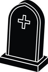 Fototapeta premium Tombstone Illustration A Simple Vector Graphic of a Cross-Adorned Headstone