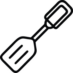Vector art of a spatula, a kitchen utensil used for cooking and baking, is shown in a line art style isolated on white background