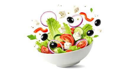 Fresh Greek Salad with Feta Cheese, Tomatoes, Cucumbers