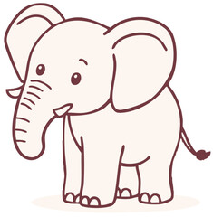 Naklejka premium Cute baby elephant sitting, adorable animal character. Cartoon vector illustration isolated on white background.