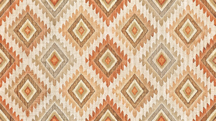 Rustic Ikat Diamond Seamless Pattern Southwest Boho Fabric Design Background