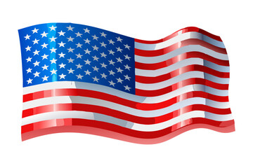 Fototapeta premium Waving american flag with stars and stripes on a black background