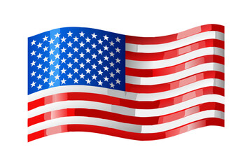 Waving american flag with stars and stripes on a black background