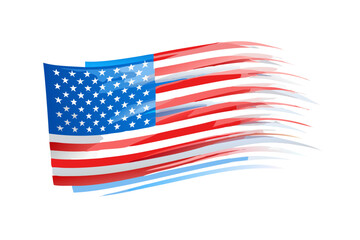 Fototapeta premium American flag with dynamic brush strokes and flowing stripes against a black background