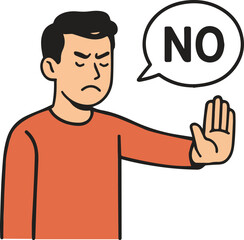 Man Saying No with Hand Gesture Illustration 
