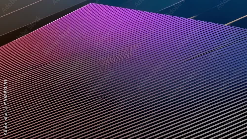 Poster an abstract background features diagonal purple lines with a gradient texture