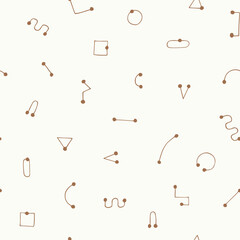 Hand drawn shapes from lines and dots. Geometric minimalistic design.