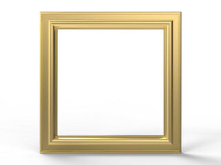 Golden Photo Frame on transparent Background - Luxury 3D Wall Art Mockup.