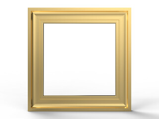 Golden Picture Frame on transparent Background - Luxury 3D Wall Art Mockup.
