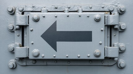 Obraz premium Gray Metal Panel with Black Arrow Sign Direction Symbol
