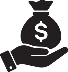 Money bag with dollar hand giving and Vector illustration of hand giving money bag to another hand, vector free file