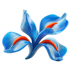 Iris minimal with tempo and flower concept. Vibrant blue and red flower design, perfect for artistic projects.