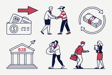 vector illustration of a set of business icons