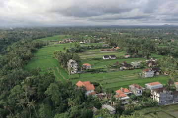 Panoramic View of Lush Balinese Hills and Canyons Under Dramatic Clouds