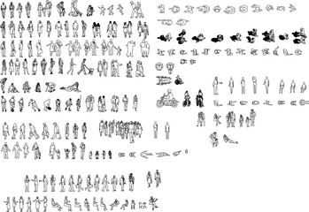 2d drawing type man Top view and side view Vector Outline	