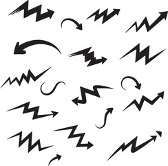 Trendy arrow vector collection in bold and light styles, unique fancy designs for modern UI, infographics, navigation icons, web elements, and creative graphic projects with stylish arrow shapes.