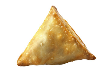 Golden brown crispy samosas isolated on white transparent background, traditional Indian snack concept with fried texture