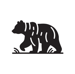 bear silhouettes vector, set of animals Brown grizzl Black vector