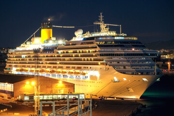 Mega family cruiseship cruise ship liner Fortuna docked at terminal in Marseille Provence, France...