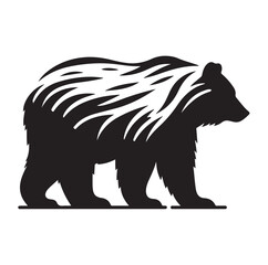 bear silhouettes vector, set of animals Brown grizzl Black vector