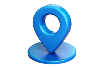 Shiny blue 3d map pin location marker icon isolated on transparent background