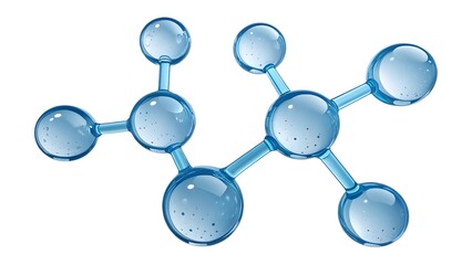 3D Water Molecule Structure with Floating Bubbles