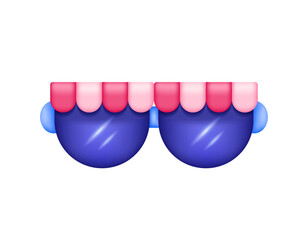 eyeglass shop concept. illustration of eyeglass symbol with shop canopy or awning decoration. minimalist 3d style design. asset element