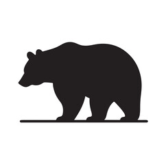 bear silhouettes vector, set of animals Brown grizzl Black vector