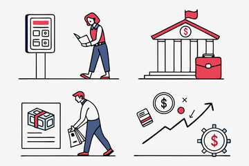 vector illustration of a set of icons for web