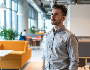 Flexible Workspace Solutions - Modern Employee Working in Collaborative Area