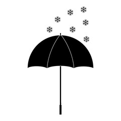 Black Umbrella with Snow Icon – Weather Forecast Symbol Isolated on White Background
