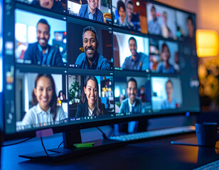 Virtual Team Meeting - Remote Employees Collaborative Video Conference