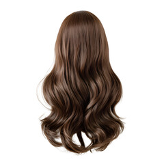 Silky Brown Hair Wig Isolated on White
