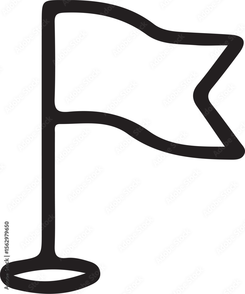 Poster a simple black and white flag icon with a pointed end waving gently