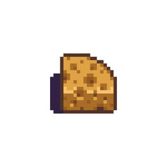 Wedge of yellow cheese in pixel art style with cartoon shading. Great for food pickups, inventory items, or humorous retro games.