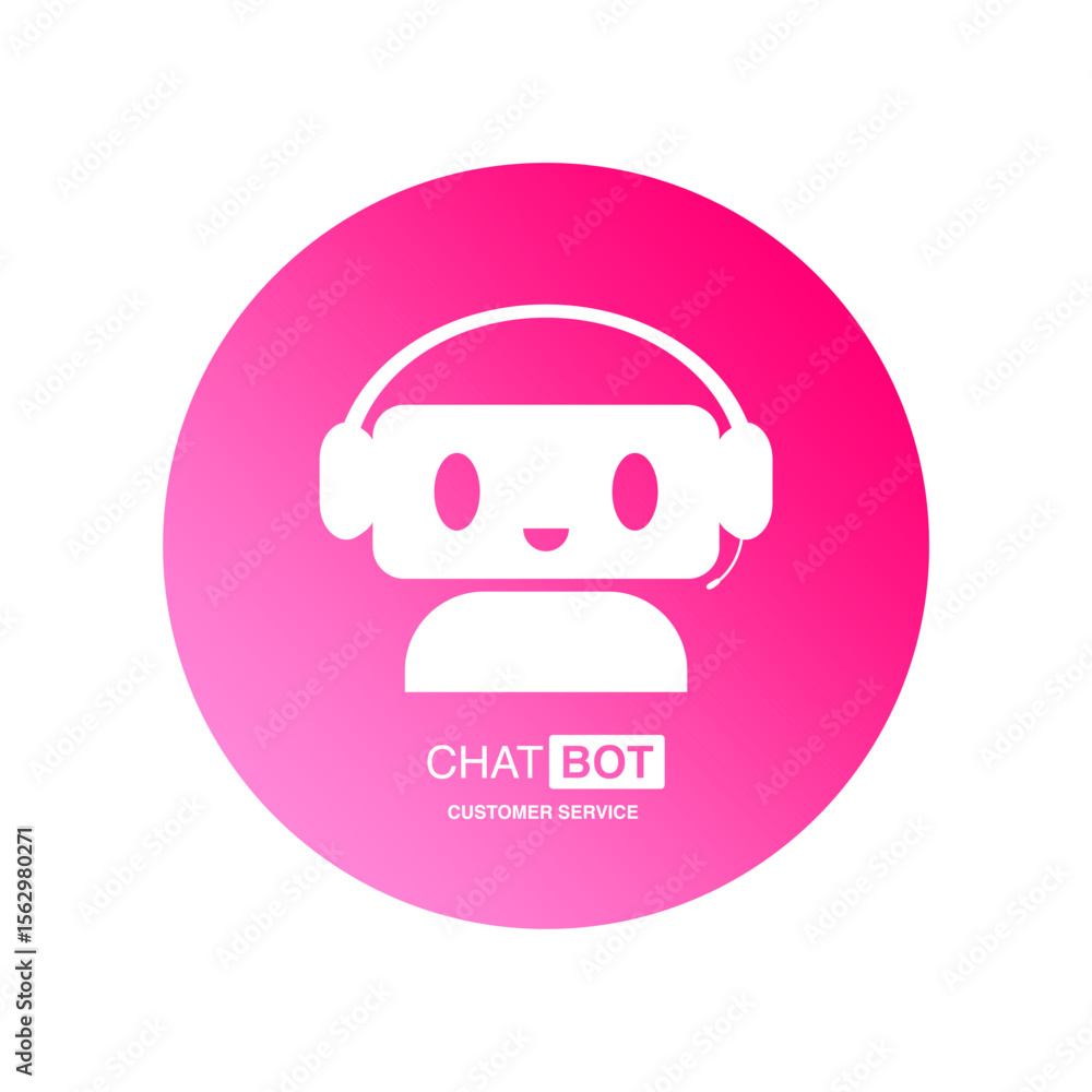 Poster chatbot icon for customer service on transparent background