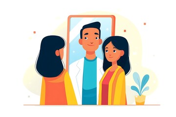 avatar reflections in mirror, care concept